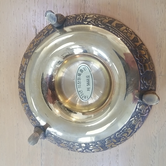 Antique Wedding Set Brass Ashtray & Cigarette Holder - Picture 4 of 16